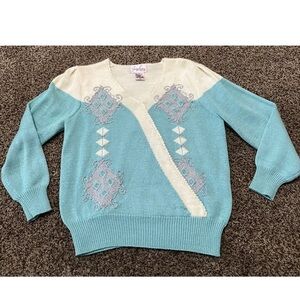 Jaclyn Smith Sweater Vintage 90’s Sparkle Glam Petite Lg Christmas Shoulder Pads